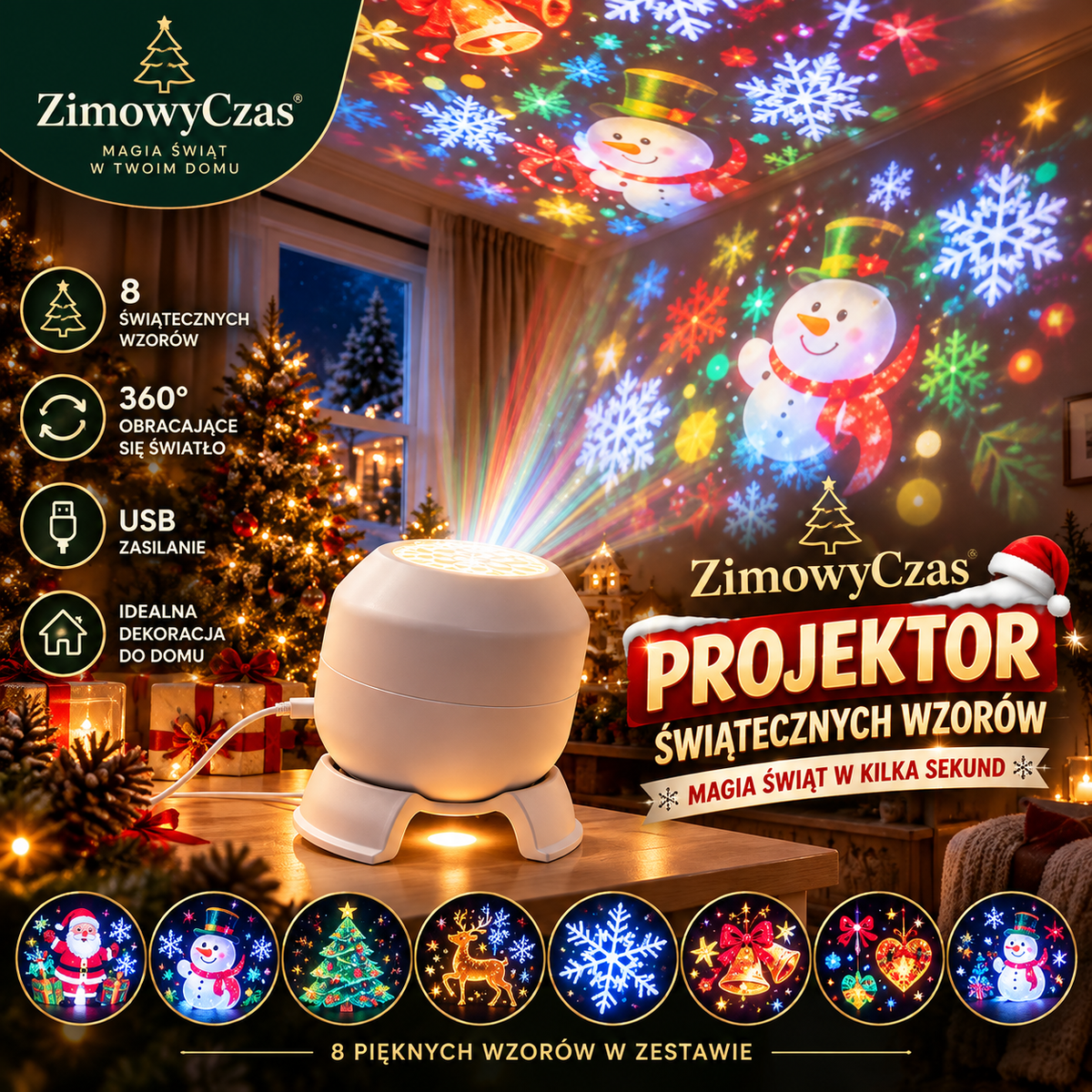 Projektor Świąteczny - 360°